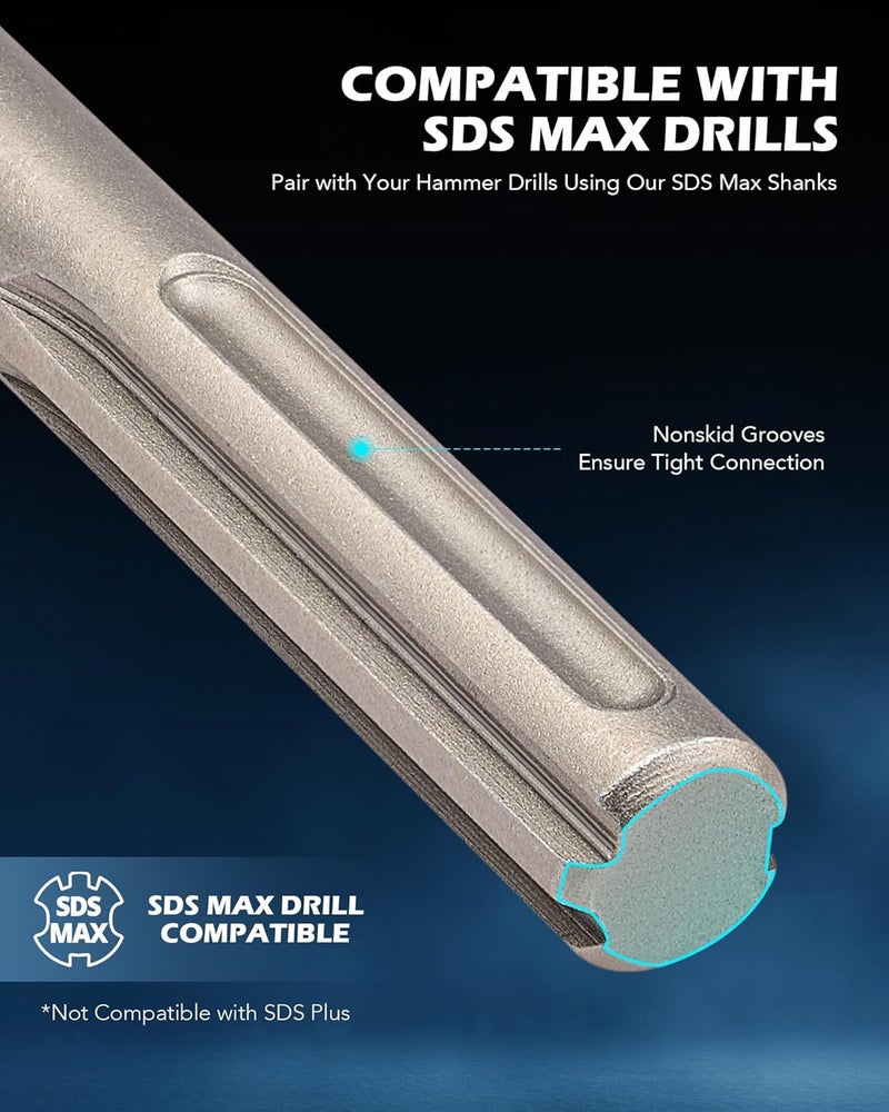 ZELCAN SDS Max Floor Scraper, 6 in. Heavy Duty Thinset Removal Tool with Extra Long Handle, Weldless SDS Max Chisel Bit with 4 Spare Bolts for Ceramic Tiles Hardwood Linoleum Epoxy Carpet - Image 5